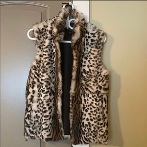 Adrienne Landau Leopard Print Fur Vest Size S